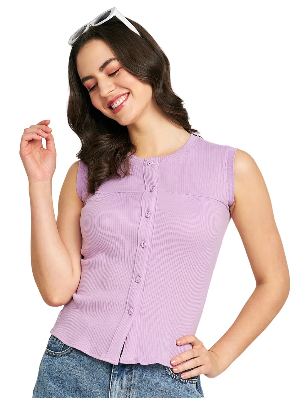 pivl Women Striped Shirt Collar Sleeveless Top for Summer|| Summer wear || T-Shirts for Women ||-picture-12