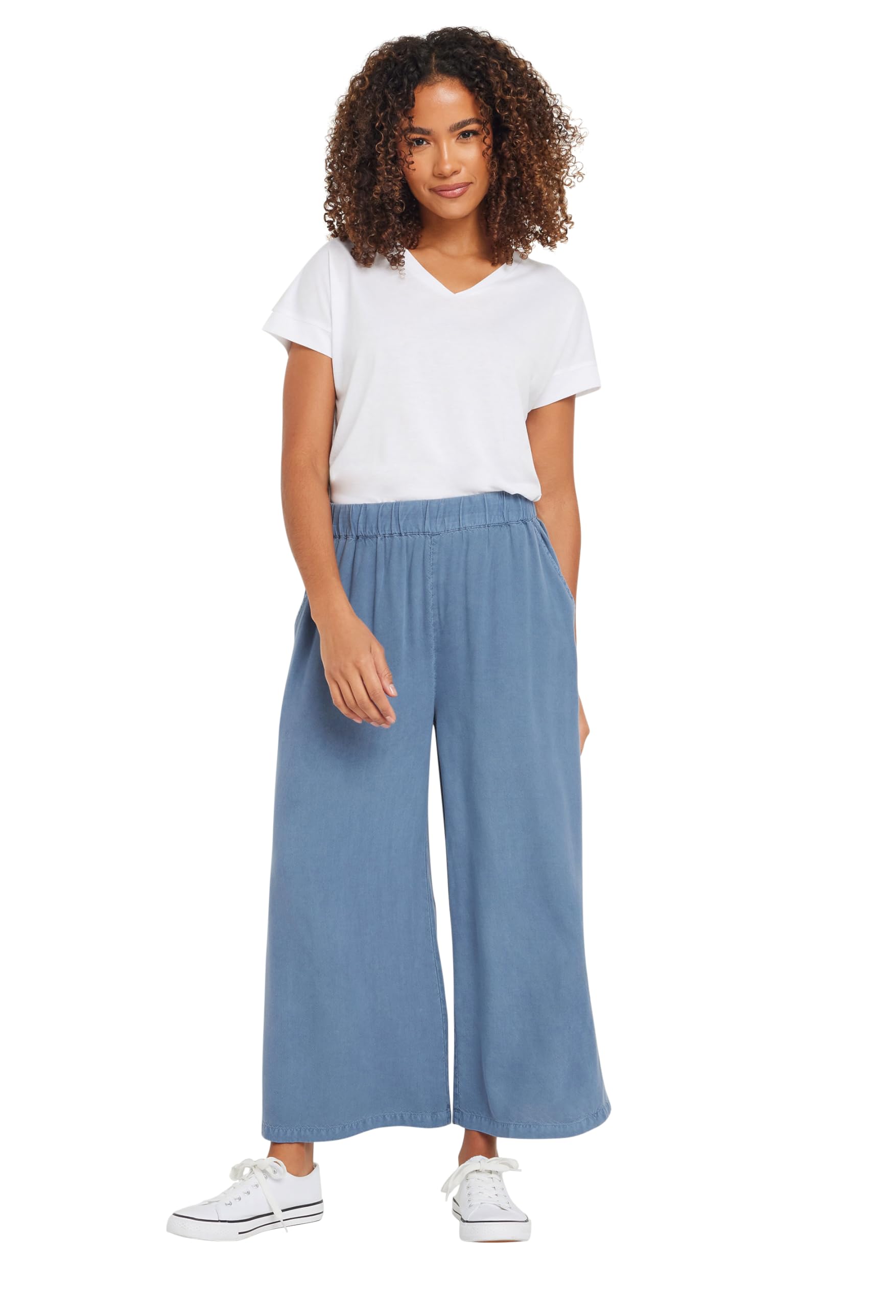 Women's Blue M&Co M&Co Wide Leg Culottes Size Petite > 14