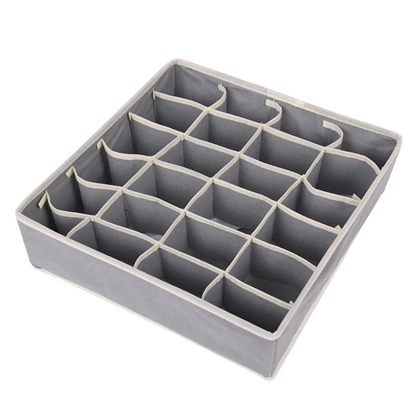 ZHSOAO 2 Pcs Organizer For Underwear Socks Bra Pants Scarf Tie Storage Box Wardrobe Drawer Organizers Foldable Case For for Bras, Socks, Underwear(Gray 24 grid)