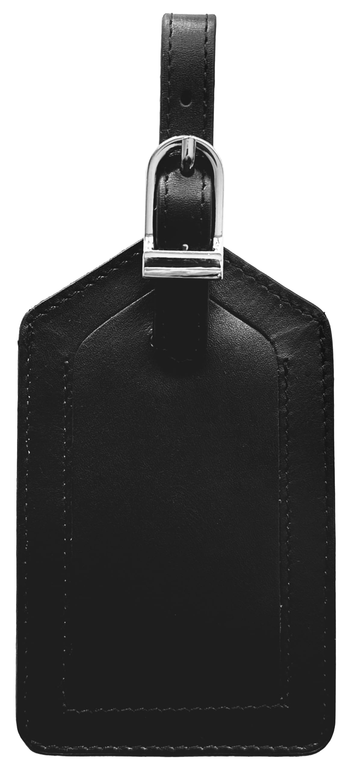 Black Genuine Top Grain Leather Luggage Tag