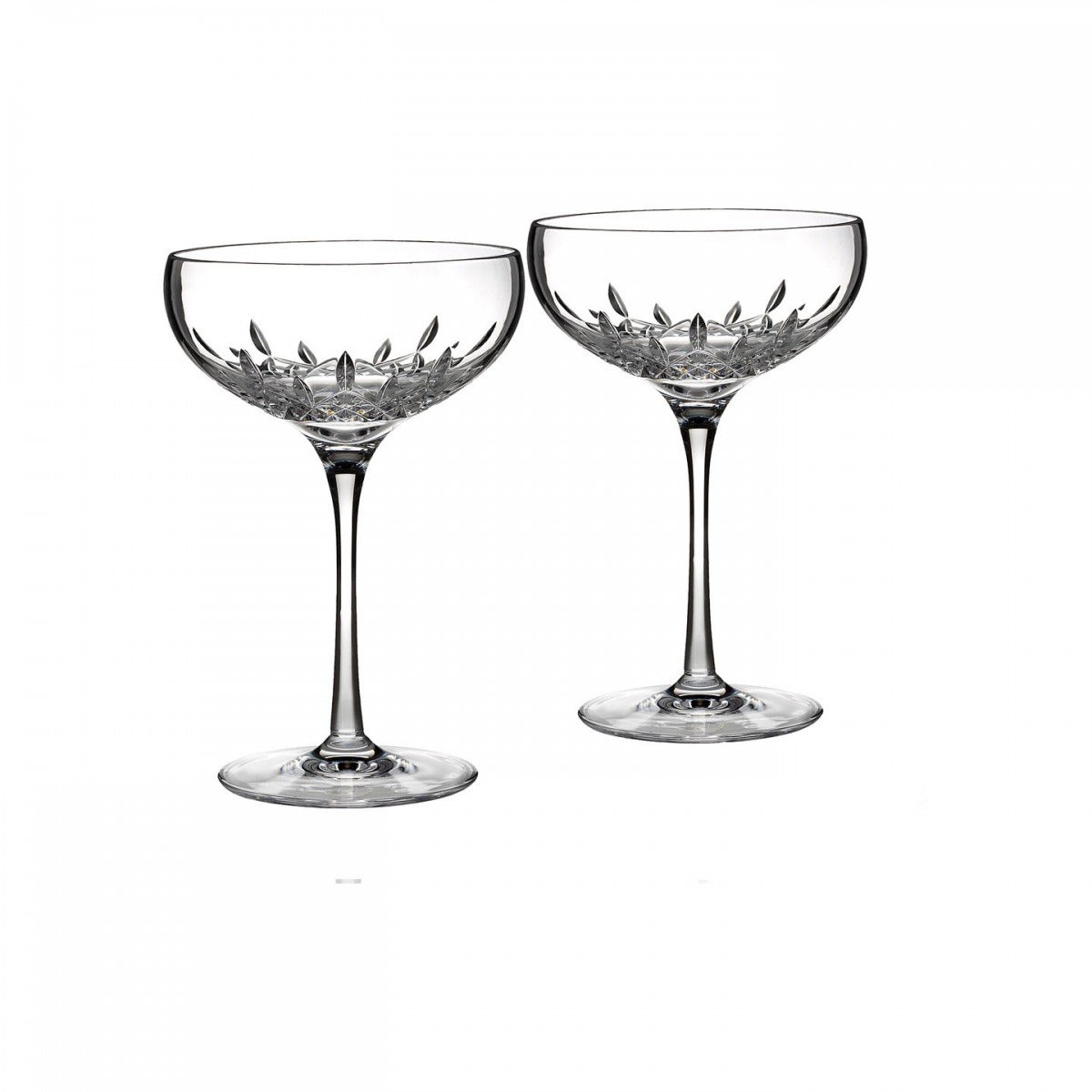 Waterford Lismore Essence Saucer Champagne Glasses, Pair