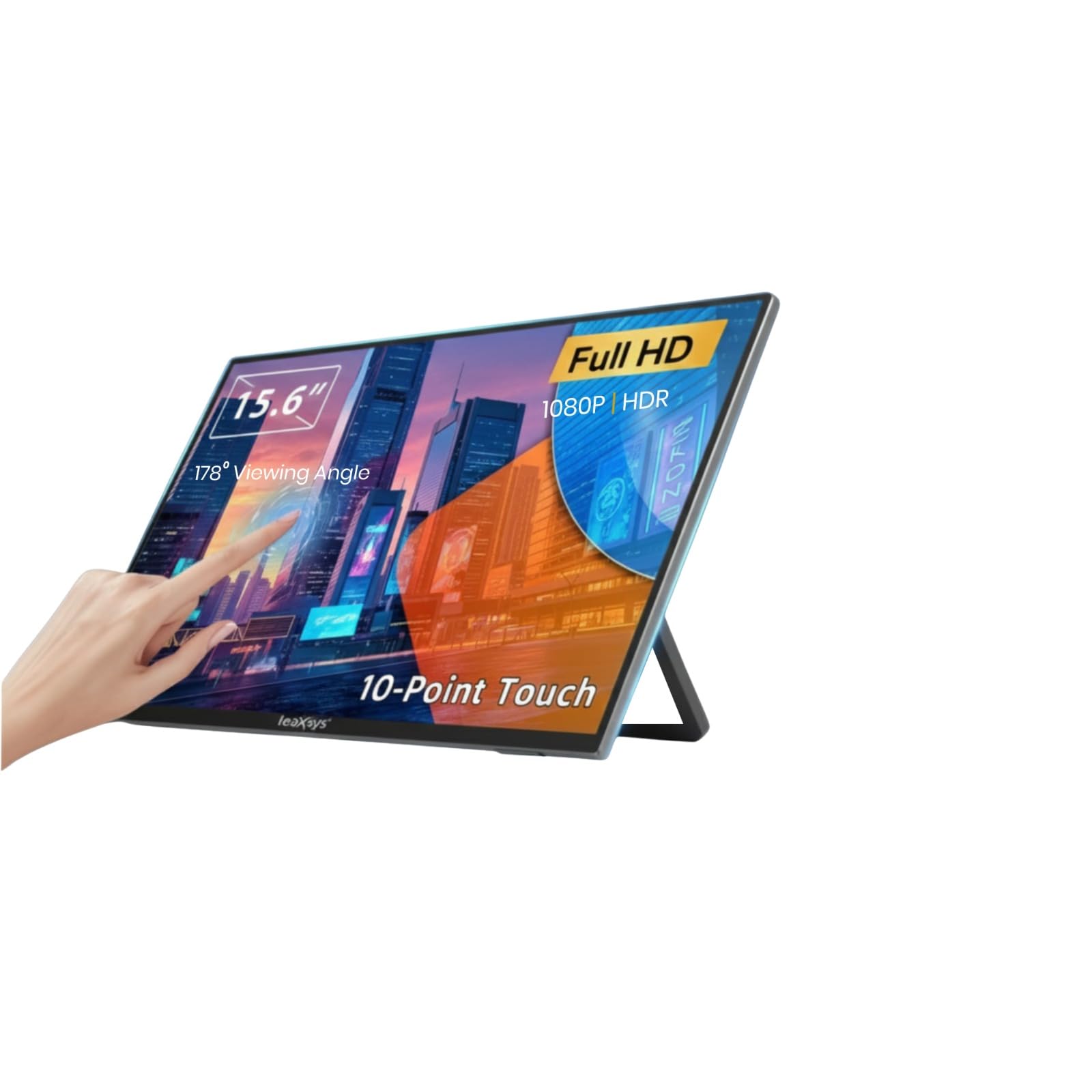 15.6 Inch Portable Touchscreen Monitor, Full HD IPS Display, 10