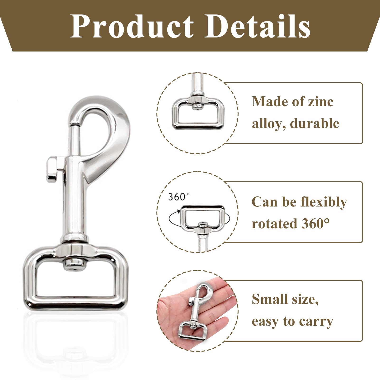 4 Pcs Dog Leads Clips, Leash Hook Clasp - Image 3