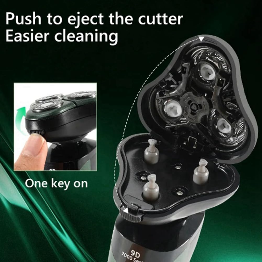 Rasoio elettrico Display digitale LCD a tre teste galleggiante ricaricabile intelligente rasoio impermeabile ricarica tipo C nero