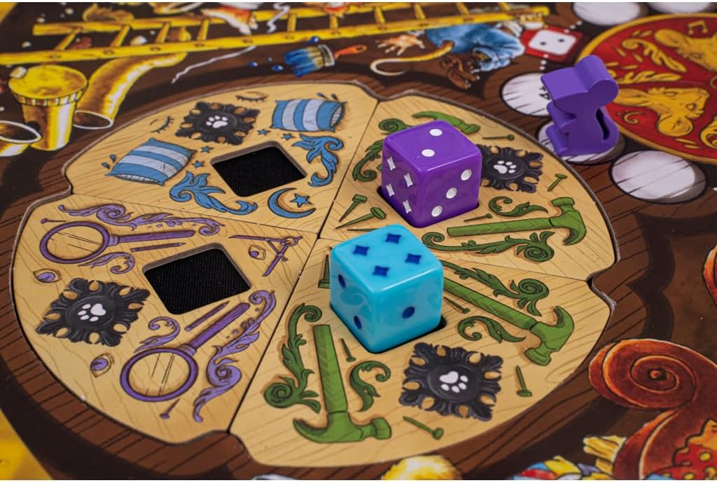 BITEWING GAMES Shuffle & Swing Board Game - Multi-Rondel Worker Placement Game For Adults & Families - Build Instruments, Activate Your Dice Or Your Opponents' Dice, Win The Big Promotion! 2-4 Players