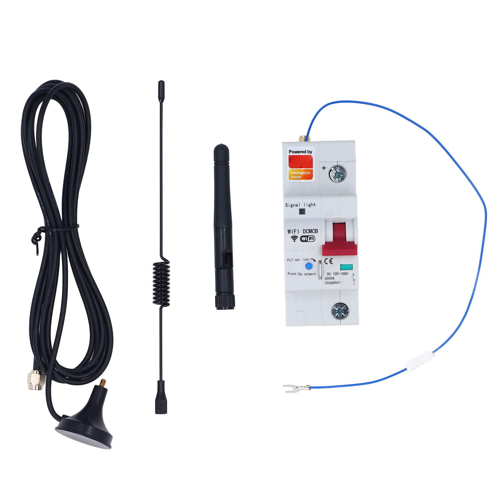 Disyuntor WiFi Inteligente Potente Control de Voz Remoto para Electrodomésticos y PC - Retardante de Llama DC 10-100V 100A Montaje en Riel DIN