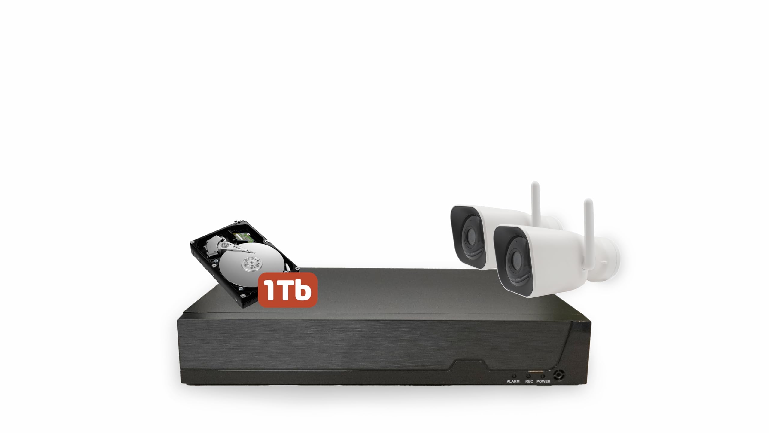 Energeeks - Registratore NVR - 2 telecamere esterne incluse - 16 canali - Hard Disk 1TB - Registrazione 24/7 - Supporta ONVIF e connessione RJ45