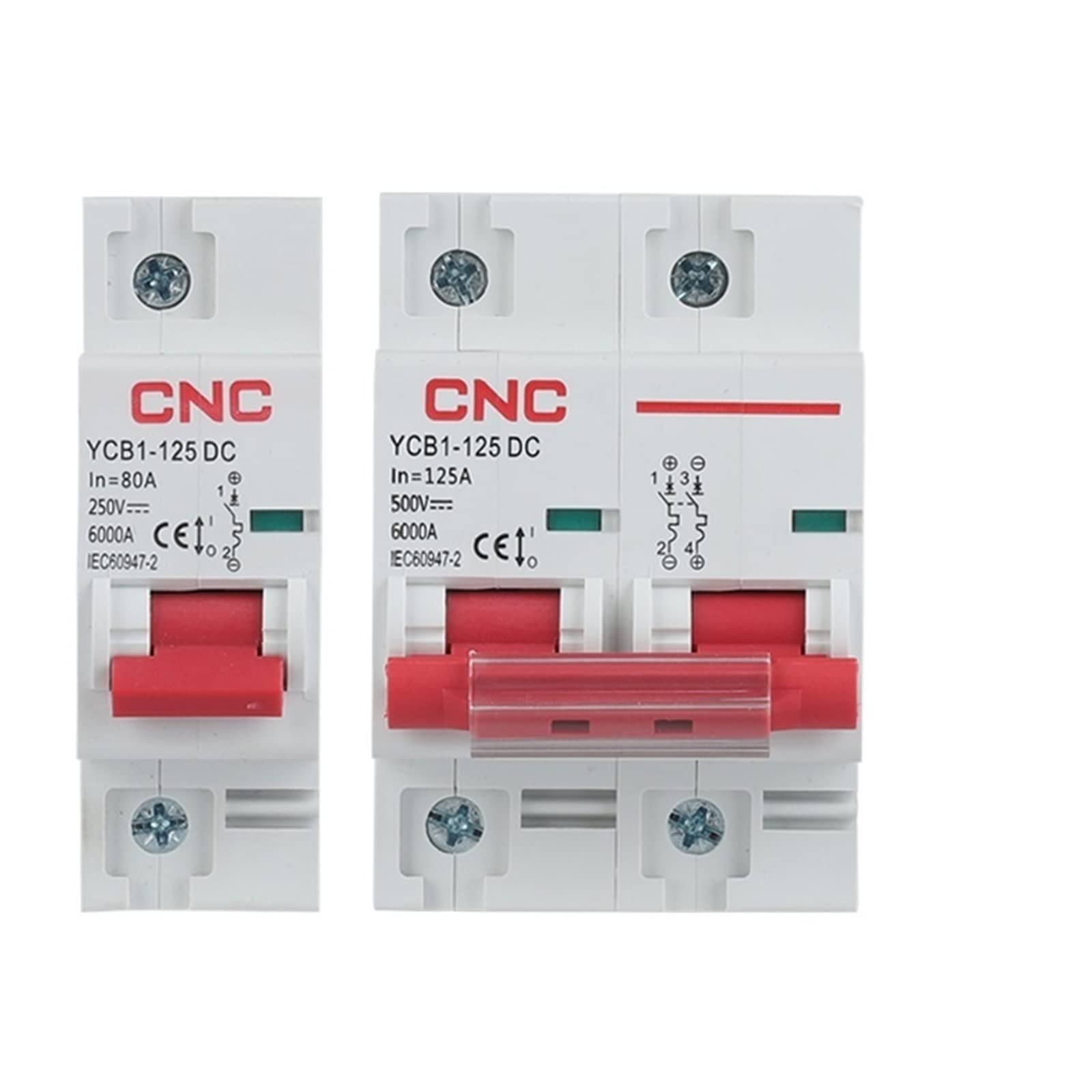 GVBAEPIEO YCB1-125DC 1P/2P 80A/100A/125A Solar Energy Photovoltaic DC Circuit Breaker Mini DC250V 500V(80a,1P)