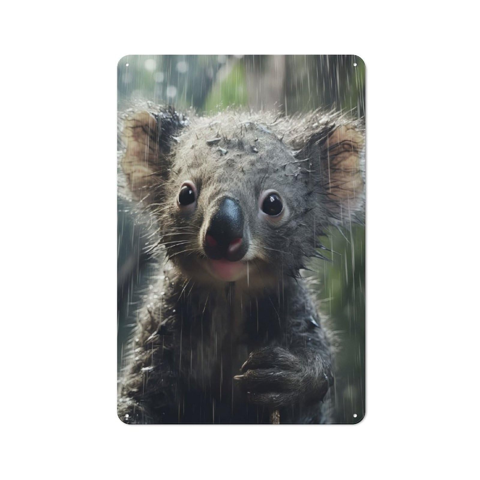 Junmoney Wet Koala Closeup For Home Office Or Studio, Retro Metal Wall Sign 30X20cm, For Vintage Wall Decor Fans, For Metal Sign Collectors