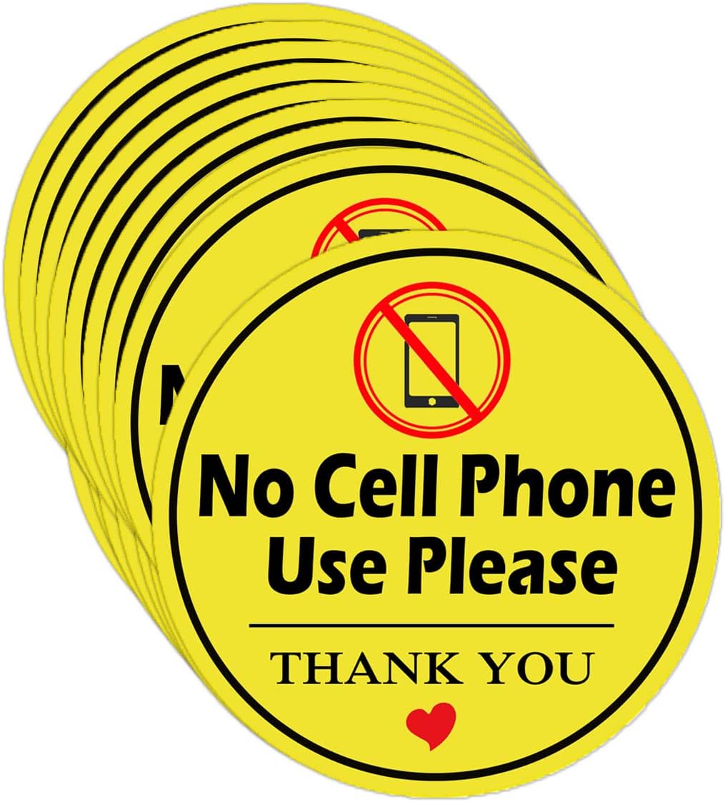 Remarkabel Please No Cell Phone Use Sticker Signs,4 inches Self Adhesive No Cell Phone Use Warning Labels (15 Pack)