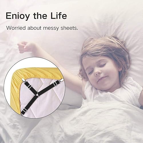 Miniatura 8 de Foloda Soportes para sábanas, 8 piezas de correas ajustables para sábanas, clips de soporte para sábanas bajeras, sujetadores, sujetadores,