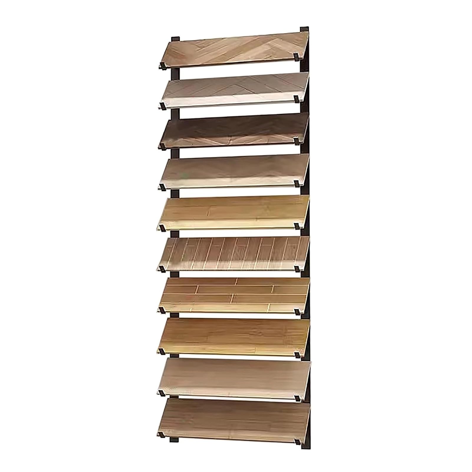 Présentoir mural en bois 10 niveaux étagère céramique 15,5 x 140 cm