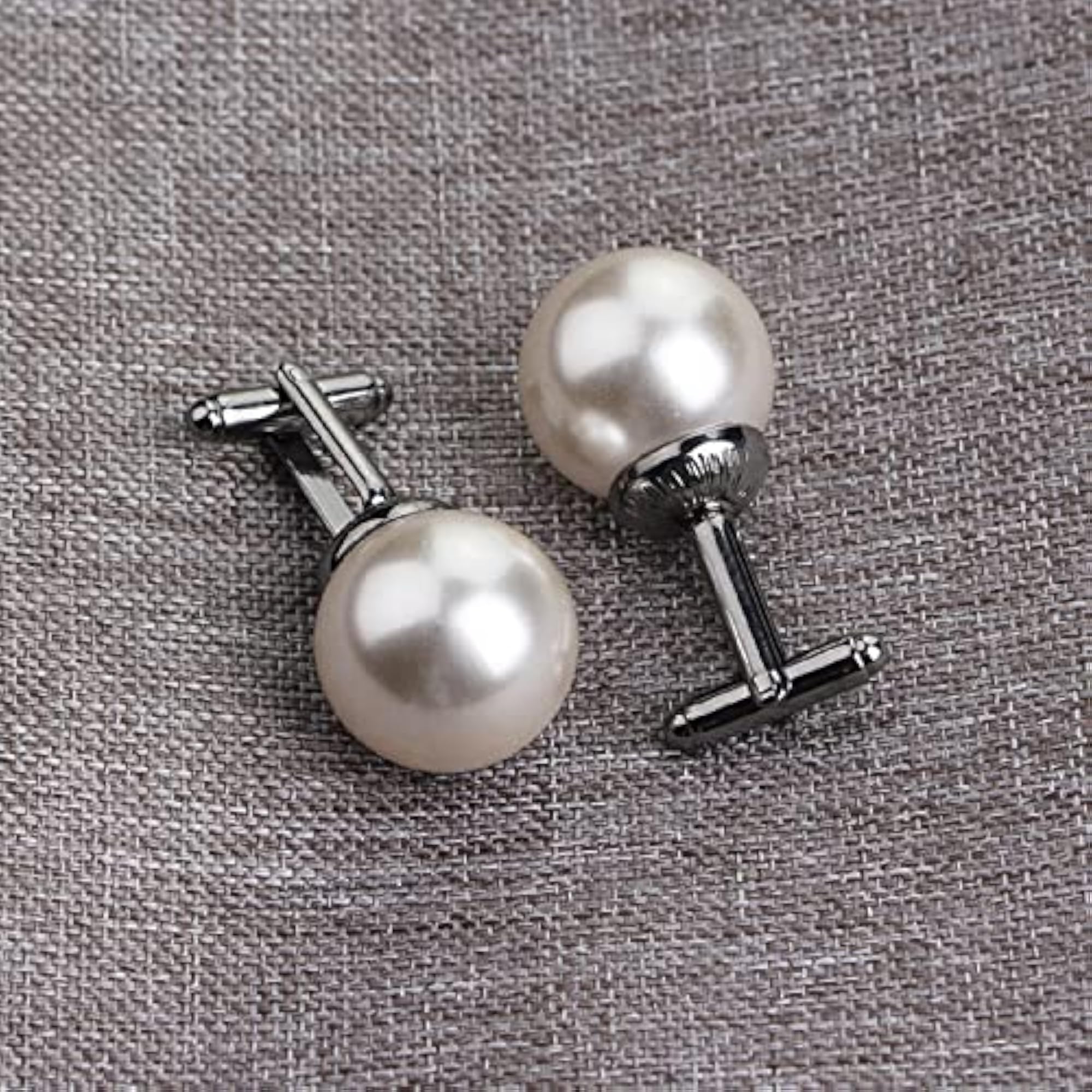 Creative Pearl Cufflinks Set for Men, Elegant Wedding Accessory