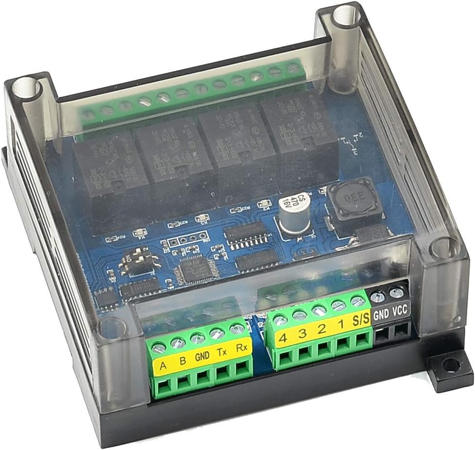 Taidacent Modbus RTU 485 Serial to Digital RS232 Serial Controlled Relay Smart Home IO Acquisition RS232 Relay Control Board (RS232+485 4 Input 10 Output Relay)