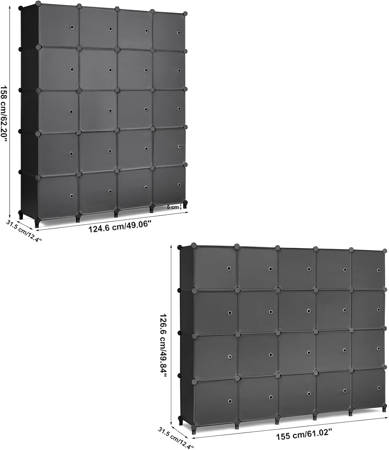Buy ANWBROAD Cube Storage Organizer 20-Cube Plastic Closet Cabinet with ...