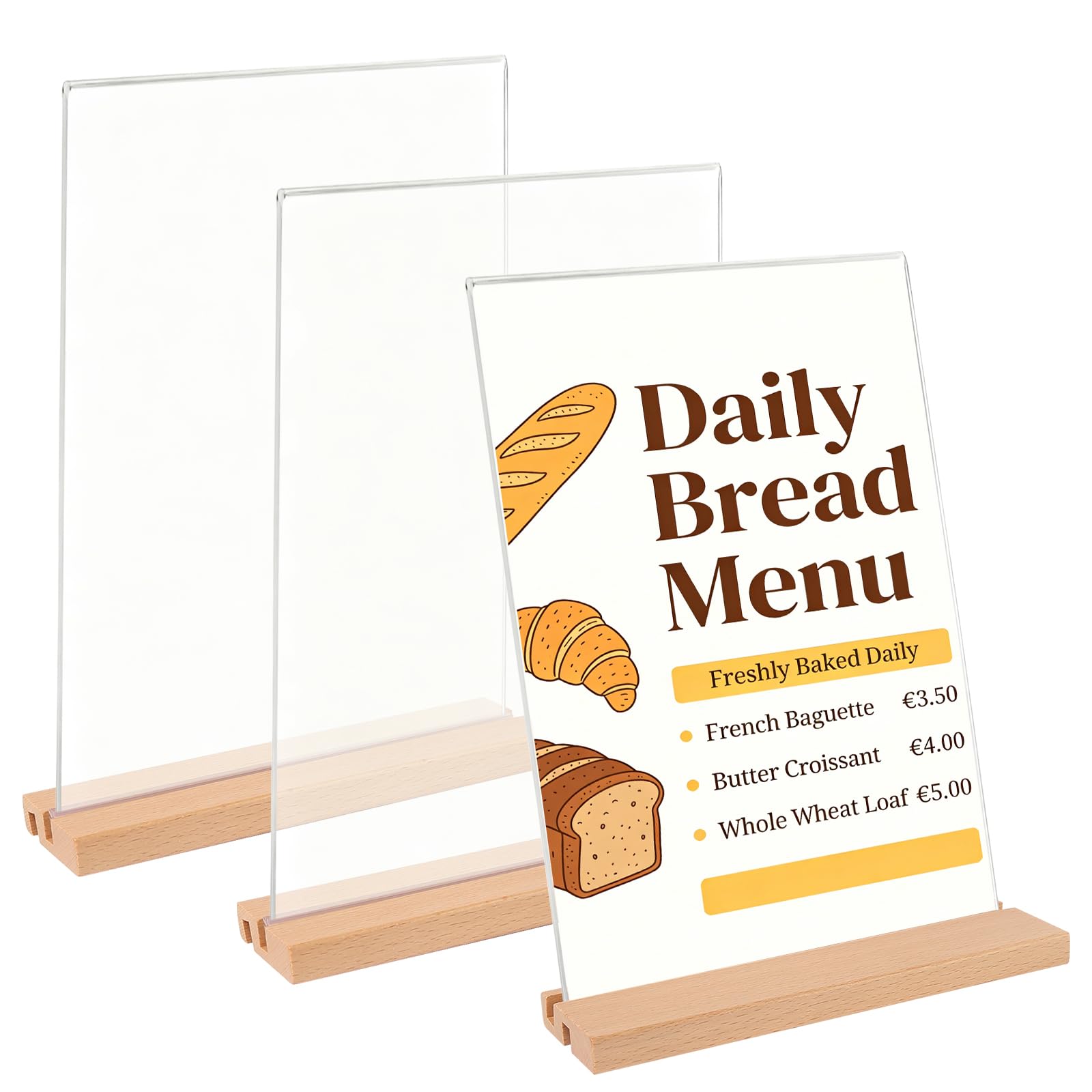 HFDONGL 3 Pièces Présentoir de Table A4 Porte Affiche Porte Documents Acrylique Porte Menu pour Bureau Restaurant Café Boutique Mariage(forme en L et T - 2 options)