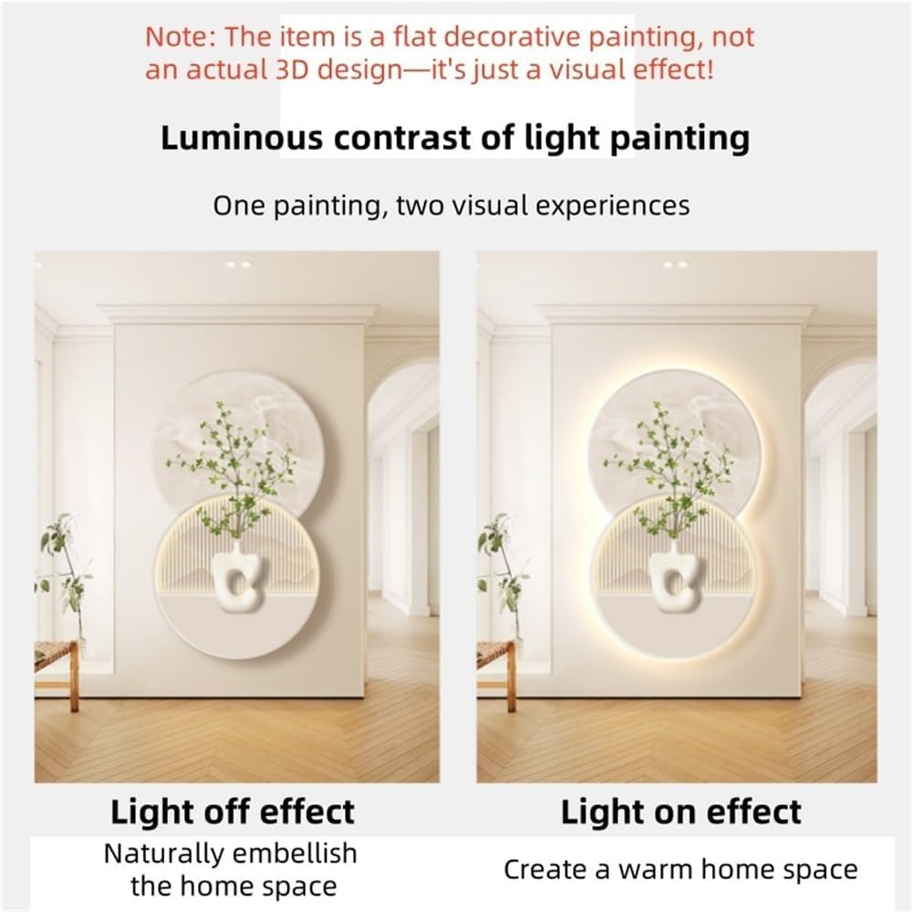 3D-Wanddeko mit LED-Leuchten, Wandkunst-Dekor, Plug-in-Netzteil, Wandbehang, Gemälde, Moderne Heimdeko-Wandlampe für Wohnzimmer, Schlafzimmer, Büro (a, 99,4 x 59,9 cm) B 31,5 L x 18,9 W