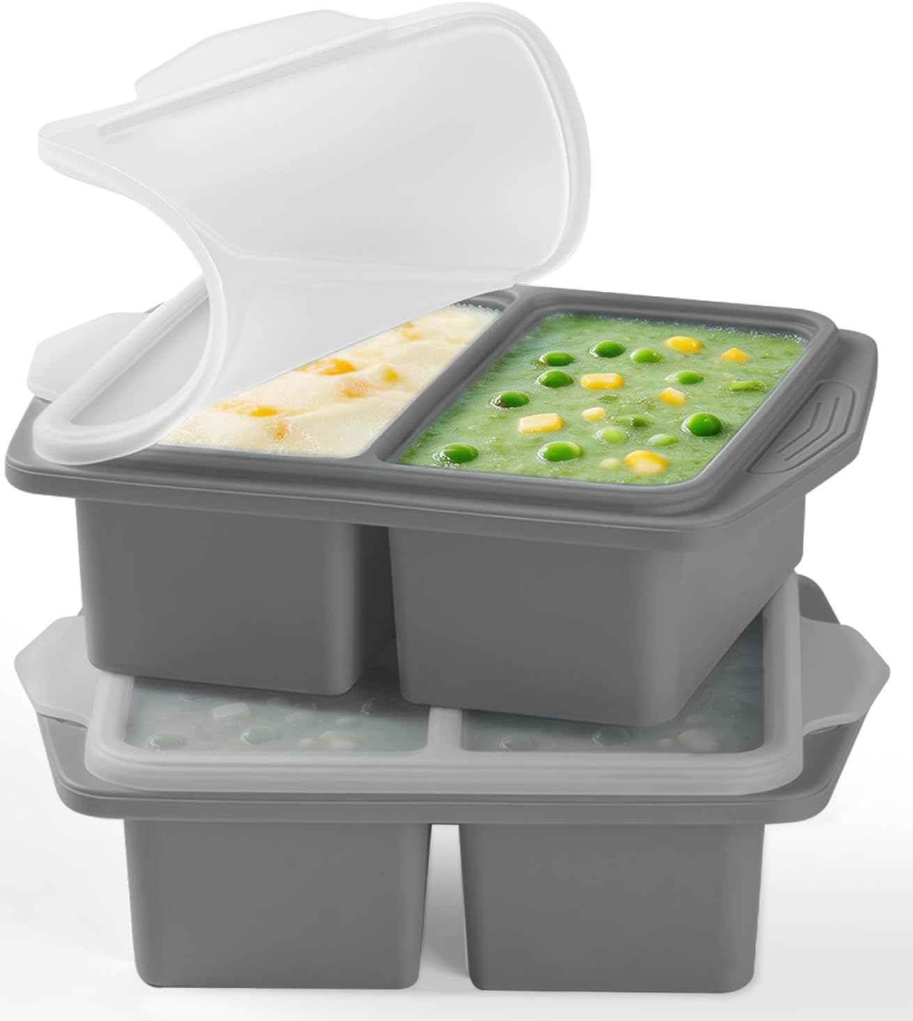 Silicone Freezer Mould with Lid BPA-Free 250 ml Freezer Tray Mealprep Soup Freezing Container Pack of 2 Freezer Moulds Super Cube Freezer Large Ice Cube Tray