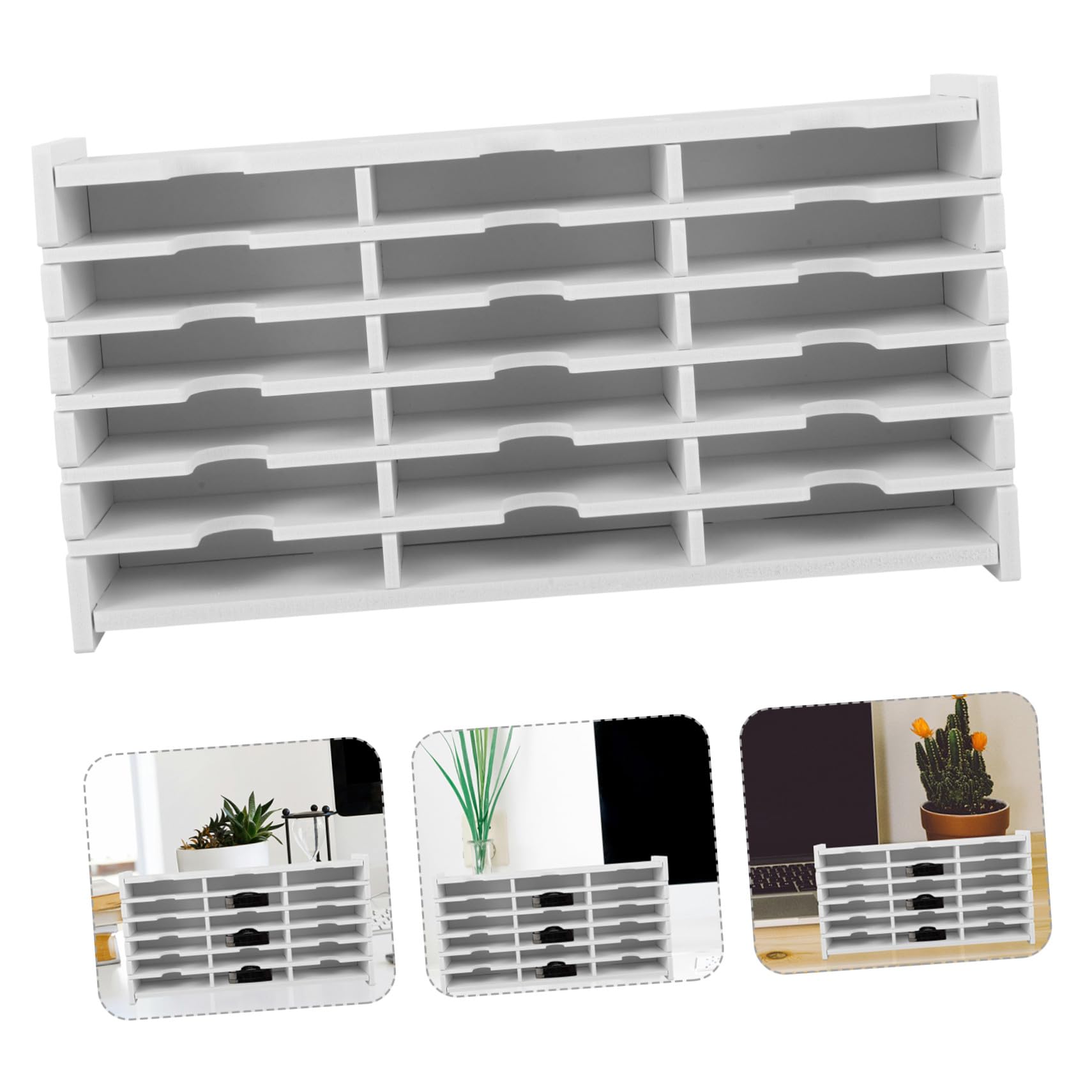 Scatola Porta CD Design Compatto in Legno Bianco Portatile e 18 Scomparti Leggeri per Organizzare Dischi e Oggetti in Casa o Ufficio