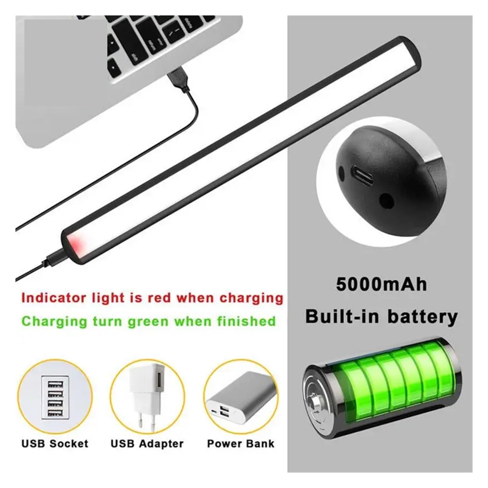 Barra luminosa a LED magnetica dimmerabile con 3 modalità di colore, lampada da lettura sul comodino for il bagno(40CM2.2W)