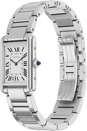 Miniatura 2 de Correa de reloj de acero inoxidable para Cartier-TANK serie 0.591 in 0.787 in mariposa cierre correa bucle correa correa correa pulsera oculto cierre