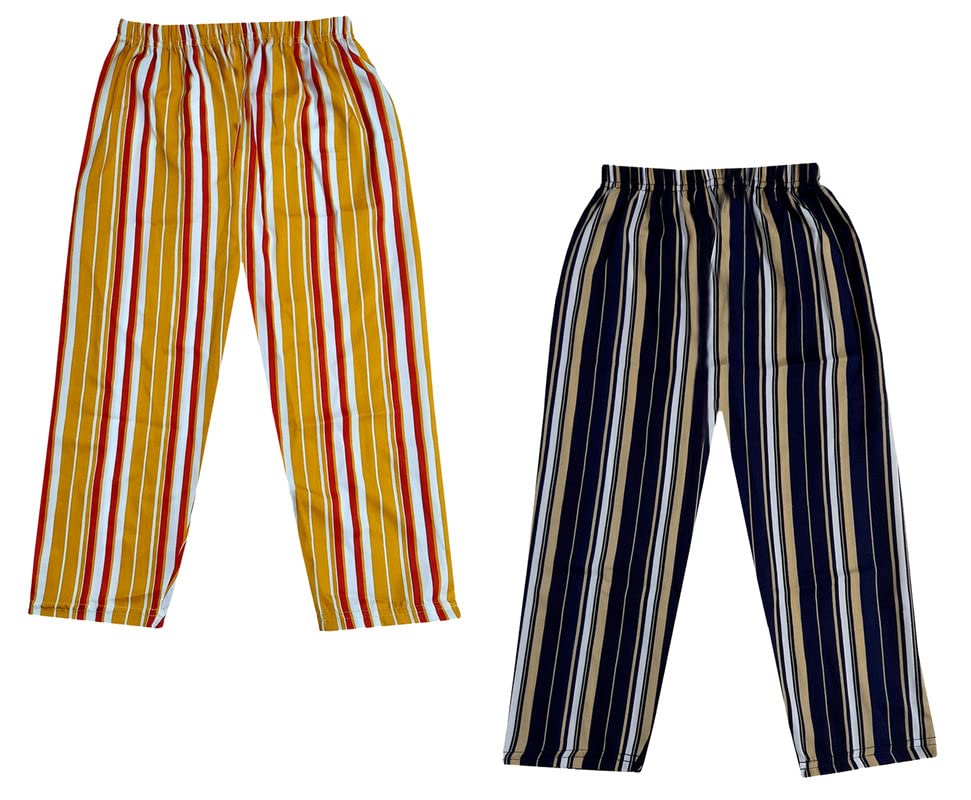 Image of IndiWeaves Girls Crepe Printed Regular Fit Capri 3 /4th Pants (Pack of 2) Dark Blue::Yellow