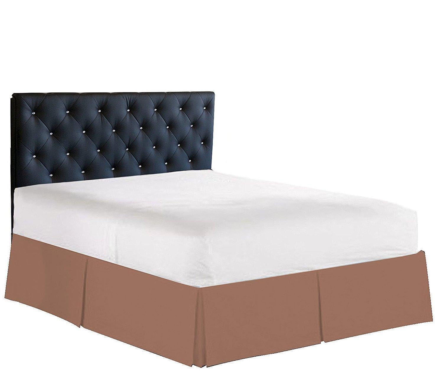 Elegance Linen Luxury 1500 Thread Count Wrinkle & Fade Resistant Egyptian Quality Bed Skirt / Dust Ruffle - Pleated Tailored 14inch Drop, King, Taupe