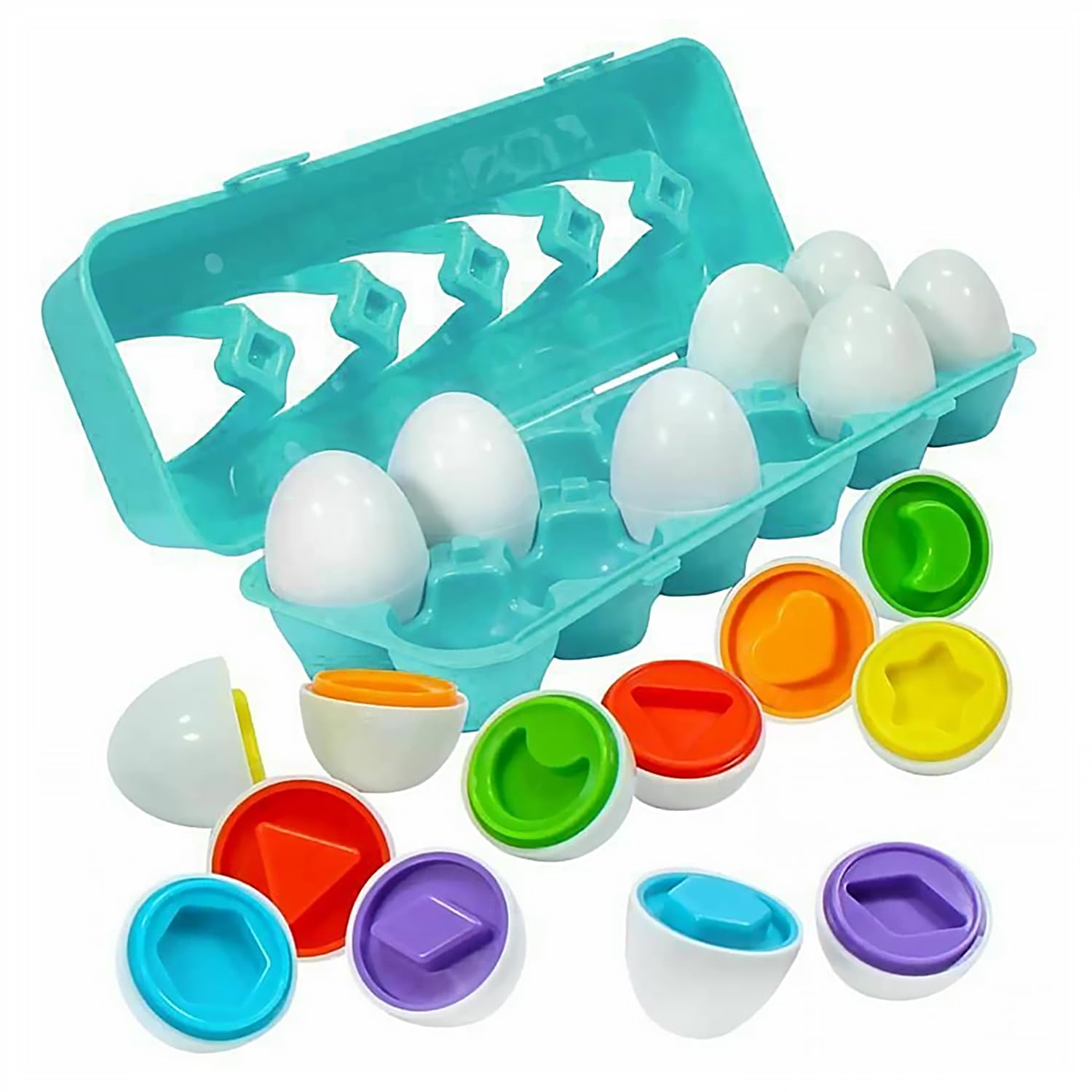 The Magic Toy Shop 12-Piece Sorting & Matching Egg Toy – Educational Shape & Colour Game, Fine Motor Skills, Safe for Toddlers 12 Months & Up - Great Gift for Easter, Birthdays & Christmas
