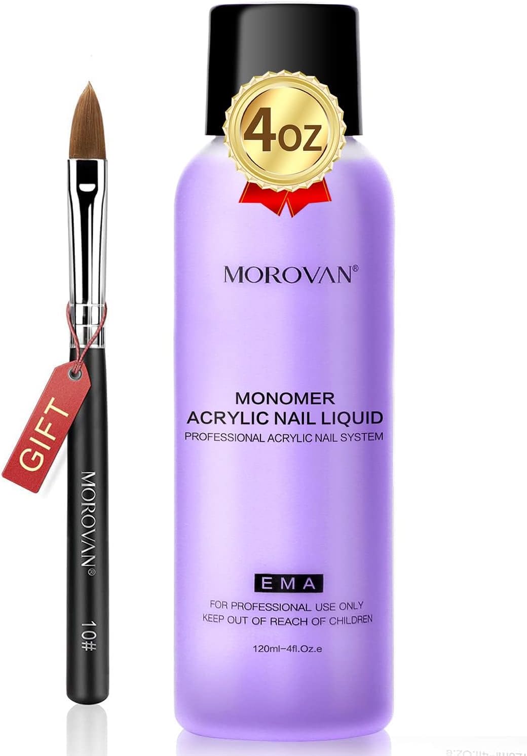 Morovan Monomer Acrylic Nail Liquid 4 oz: Acrylic Liquid Monomer for Acrylic Powder Acrylic Nail Extension with Acrylic Brush for Beginners DIY at home Non-Yellowing