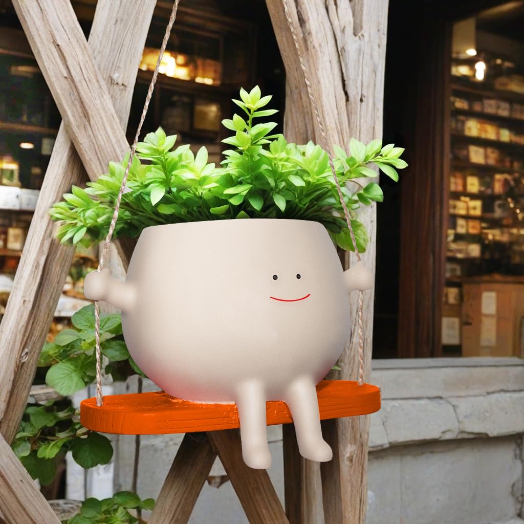 VOANX Swing Face Hanging Planters Pot for Indoor Outdoor Plants, Flower Pots with Drainage Holes, Succulent Pots for String of Pearls Plant, Gifts for Mothers Day Christmas Birthday Plant Lover(L) (B0CW1QNMFW) Amazon Price History, Amazon Price Tracker