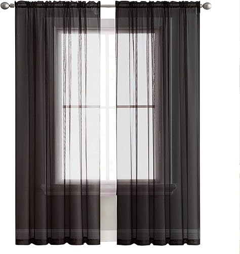 Miniatura 2 de SpaceDresser Paneles de cortina básica de gasa transparente con bolsillo para barra, color blanco, 1 par de 2 paneles de 70 pulgadas de ancho y 84