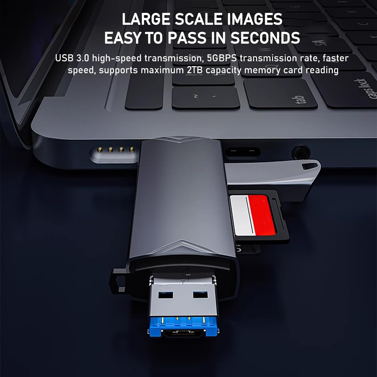 Lettore di schede SD, adattatore 3-in-1 Hi-Speed USB C e USB 2.0 Micro SD Card Reader OTG per MMC/TF/SDXC/SDHC/Micro SDXC, compatibile con iPhone 16 Pro Max/16/15 telefoni cellulari, computer, ecc.
