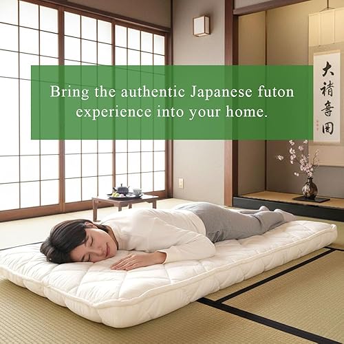 Miniatura 8 de タンスのゲン TANSU NO GEN - Colchón japonés tipo futón, tamaño King XL, grosor extra de 3.5 pulgadas, fabricado en Japón, plegable, colchón de piso,