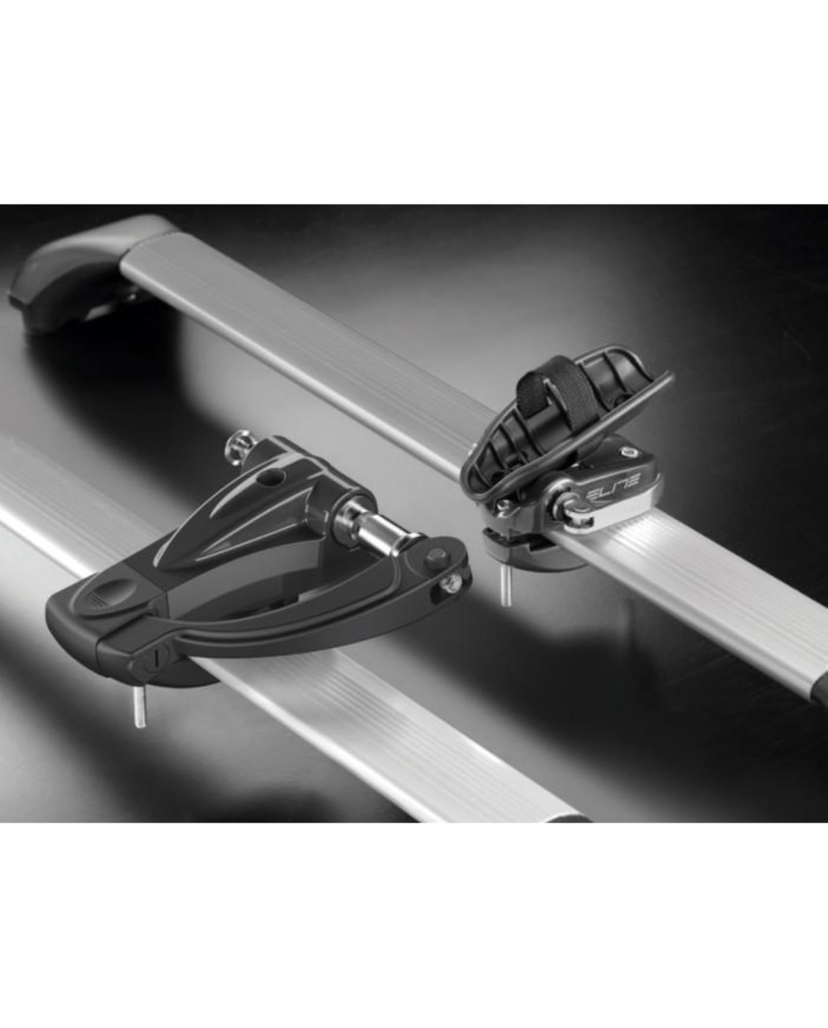 GEV Elite Portabici da Tetto Sanremo Race Lock in Alluminio – per Bici da Corsa e MTB con Freni a Disco – Sistema Antifurto Integrato – Compatibile con Barre Portatutto Fino a 80x50 mm