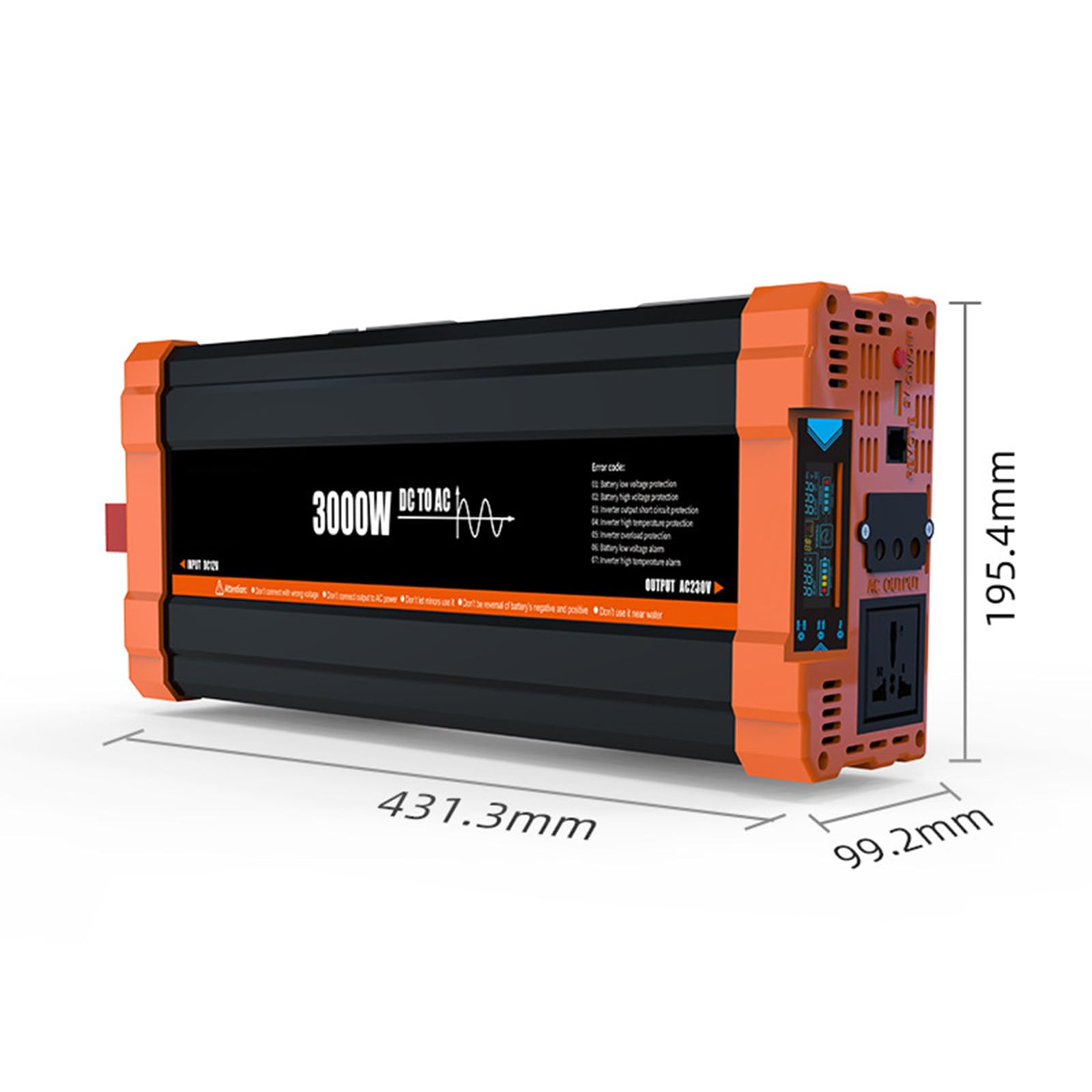Przetwornica napięcia 12v 220v 1000W 2000W 3000W przetwornica czystej fali sinusoidalnej z wyjściem okablowania wyświetlacz LCD przetwornica napięcia do użytku domowego,3000W