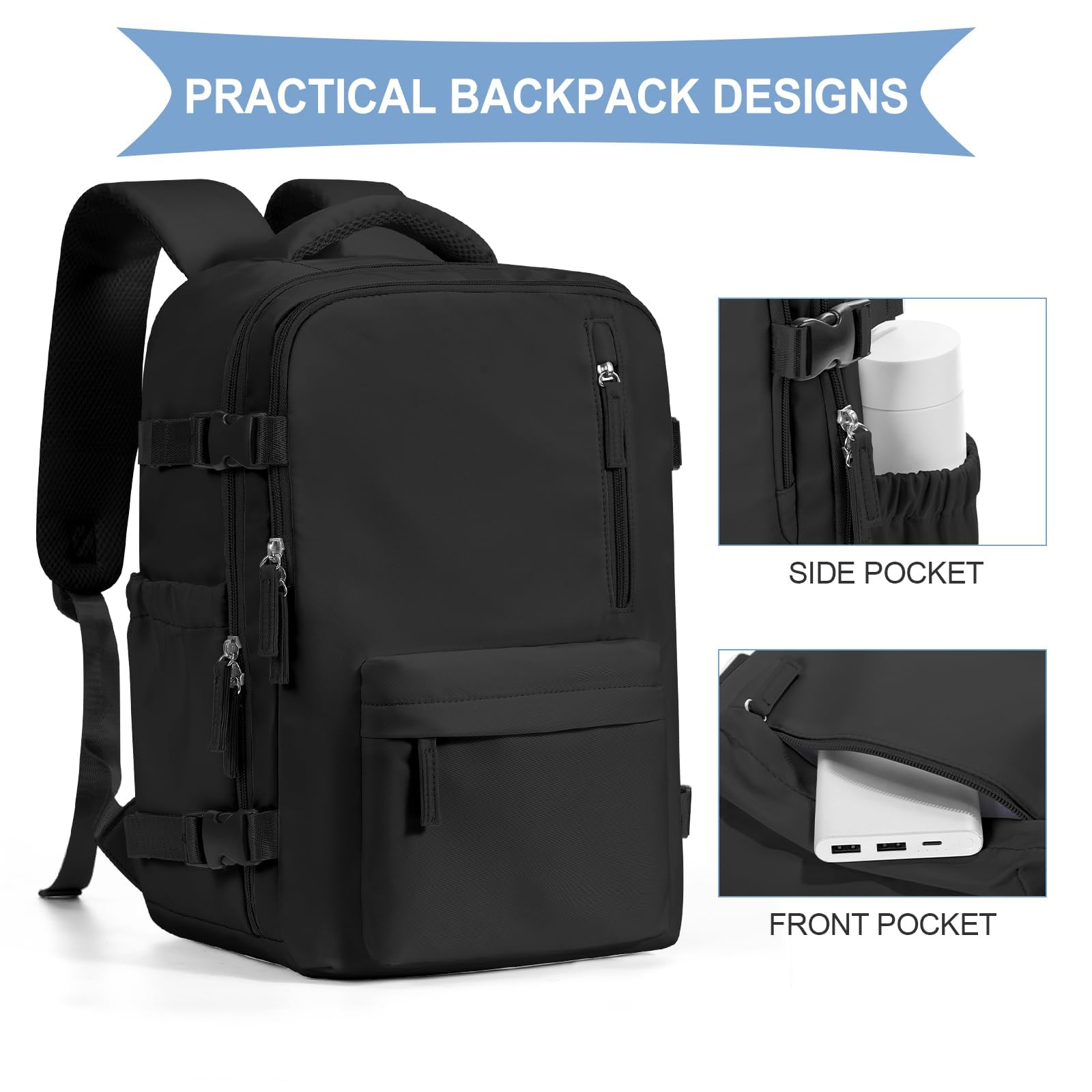 SZLX Zaino Ryanair 40x30x20 Sottovuoto Bagaglio a Mano 40x20x25 Donna Zaino da Viaggio 40x30x20 Wizzair Borse da Cabina per Easyjet 45x36x20 Uomo per Laptop 14 Pollici con Porta USB e Porta Scarpe