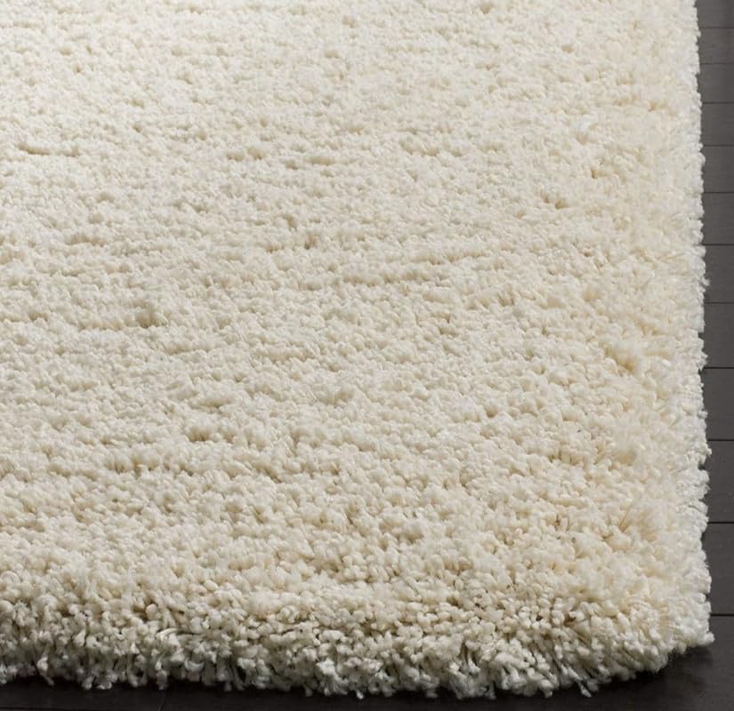 Image of Polyester Fluffy Fur Rugs & Modern Shaggy Floor Carpets for Living Room,Sofa Area,Hall,Kids Room,Guest Room | Elegent Bedside Runners for Besdroom(6X8 Feet Ivory Mandir