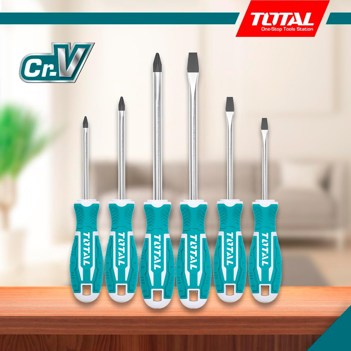 TOTAL - Set of 6 Screwdrivers with Magnetic Tips, Green - Image 2