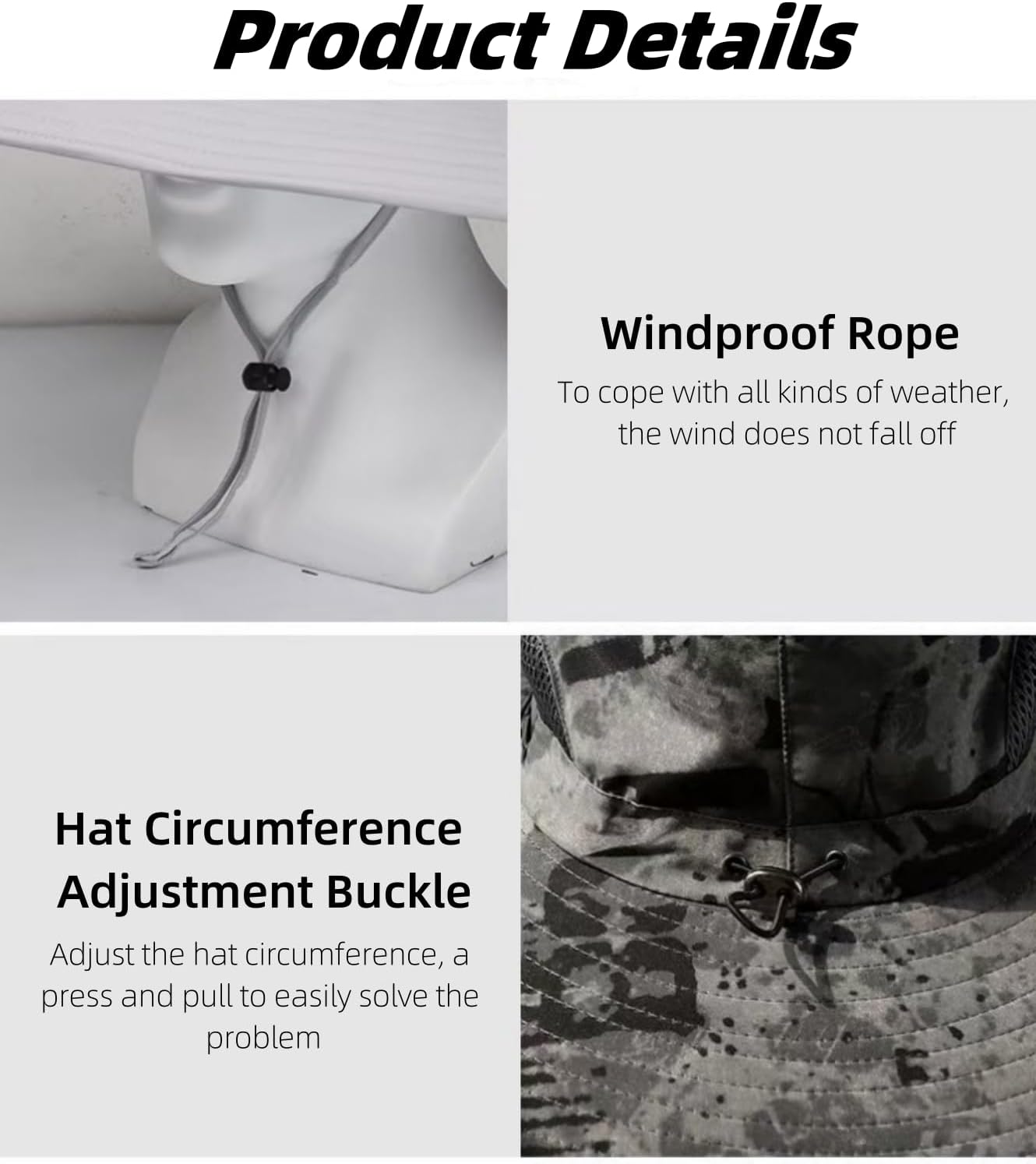 Wide Brim Solar Fan Outdoor Fishing Hat,Waterproof Hat with Two Solar Fan for Men/Women,Solar Fan Hat UPF50+ - Image 3