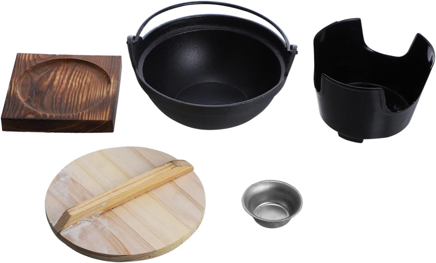 Ciieeo Portable Cast Iron Sukiyaki Pot Stove and Supporting Plate for Outdoor Cooking Camping and Home Use