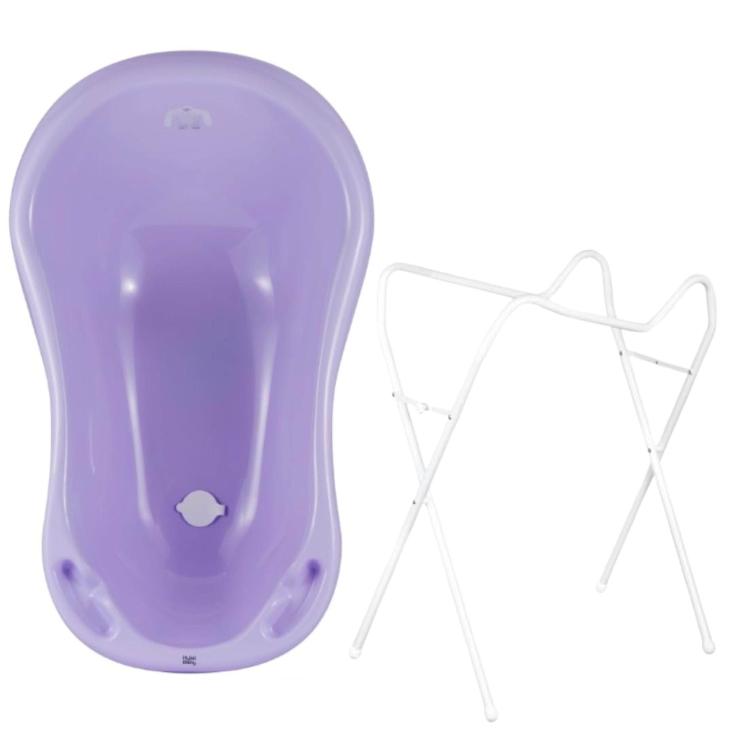 Hylat Baby Yeti Lila Babywanne mit Gestell und Badewannenstöpsel - TÜV Rheinland zertifiziert - Stabil und Bequem, Ideal für Neugeborene und Babys bis zu 12 Monaten - Lite-Kollektion Kinder Baden