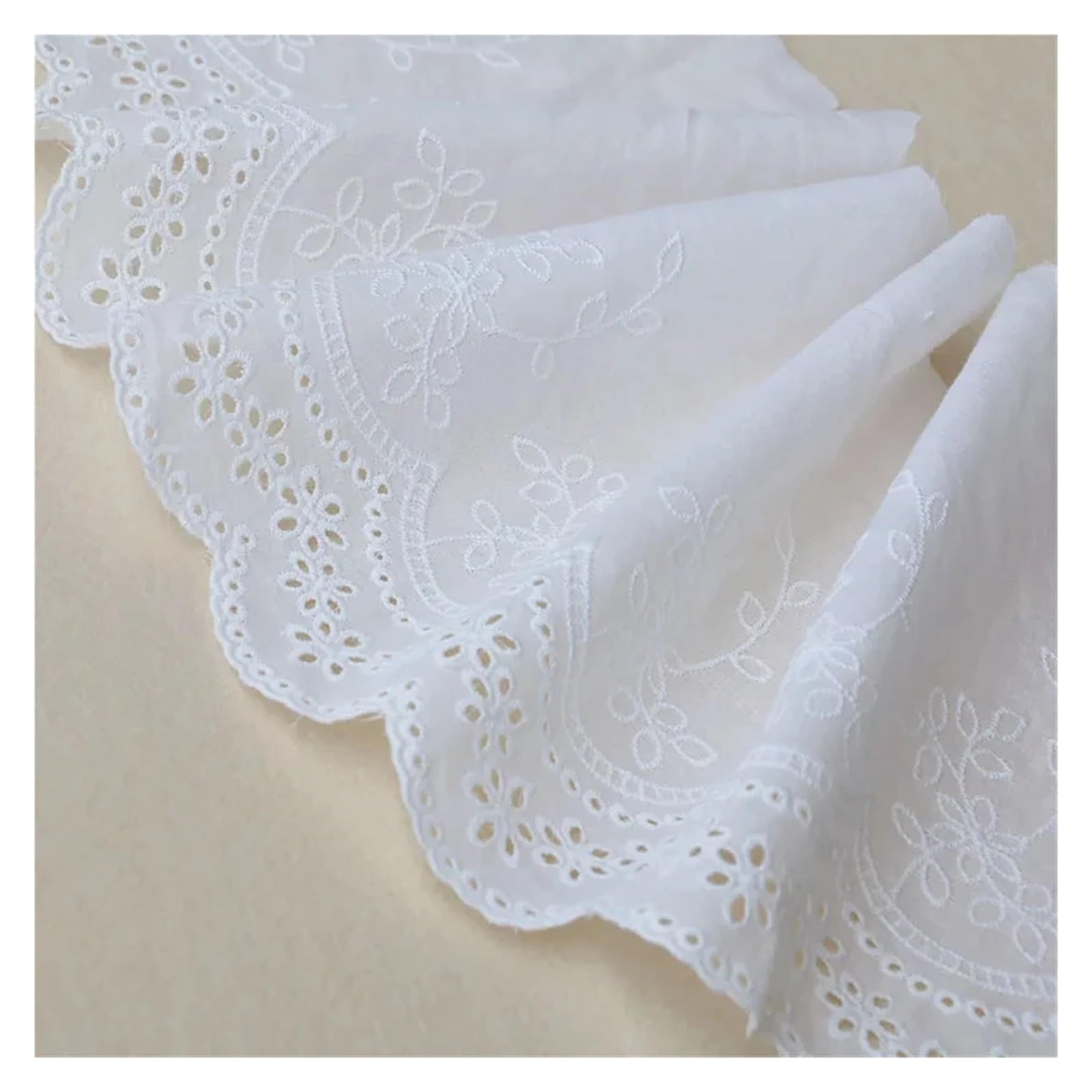 Cinta de Encaje 19,5 cm algodón puro 1 yarda encaje de blanco material ancho a mano cortina tela accesorios DIY para Decoración de Bodas(9.8-10yards)