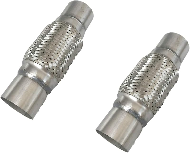 Flexível do escapamento Parts Port em aço inoxidável, diâmetro interno de 7,62 cm, comprimento trançado de 15,24 cm e comprimento total de 25,4 cm – 2 unidades