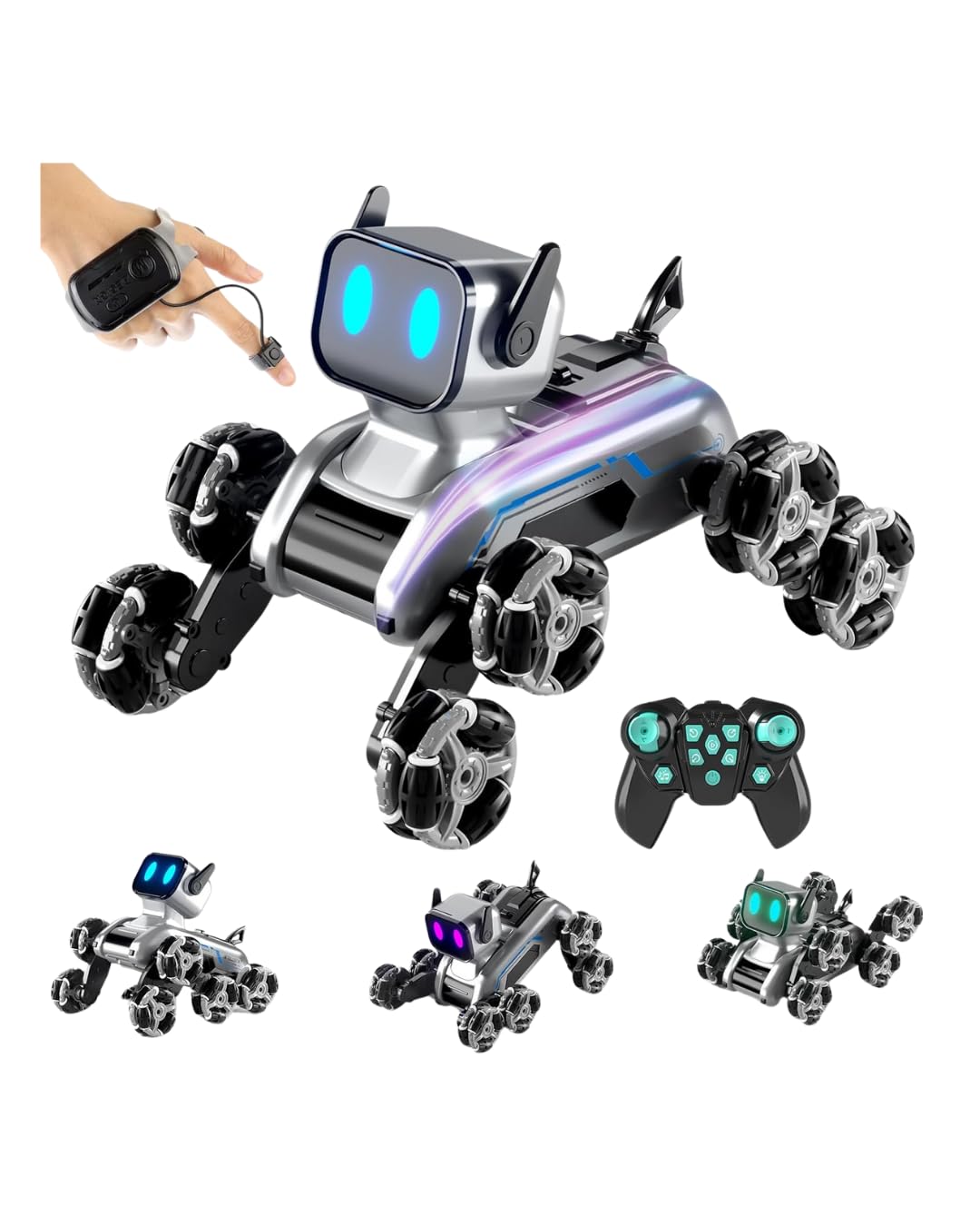 iDensic 2.4Ghz RC Robot Dog Toys Stunt Car Hand Sensor 8WD Gesture Control Rechargeable Remote Control Cars with Light, Music for Kids Adults Birthday Gifts for Kids 6 7 8 9 10 11 12 Years Old-image-4