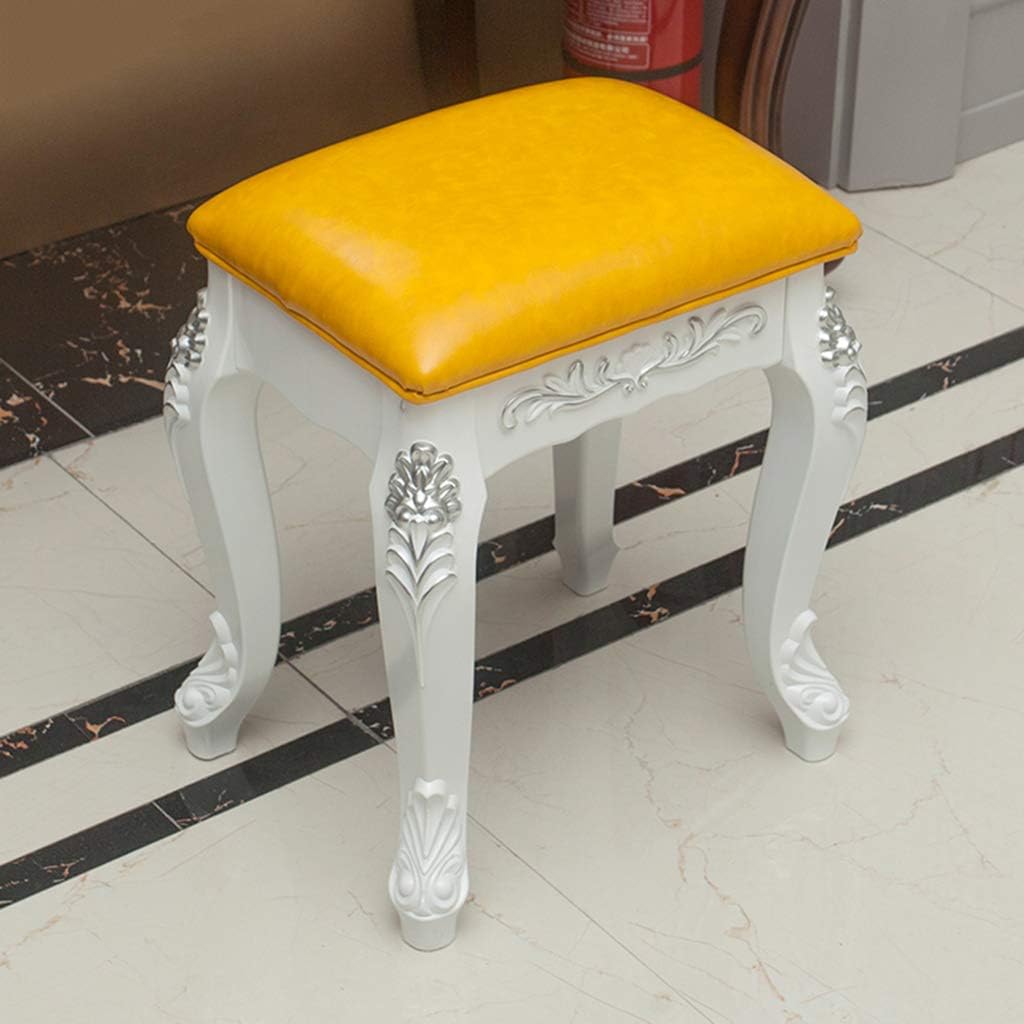 Vanity Benches Vintage Dressing Table Stool Padded Bench Chair Makeup Seat Baroque Piano Chair with ABS Plastic Steel Legs for Bedroom