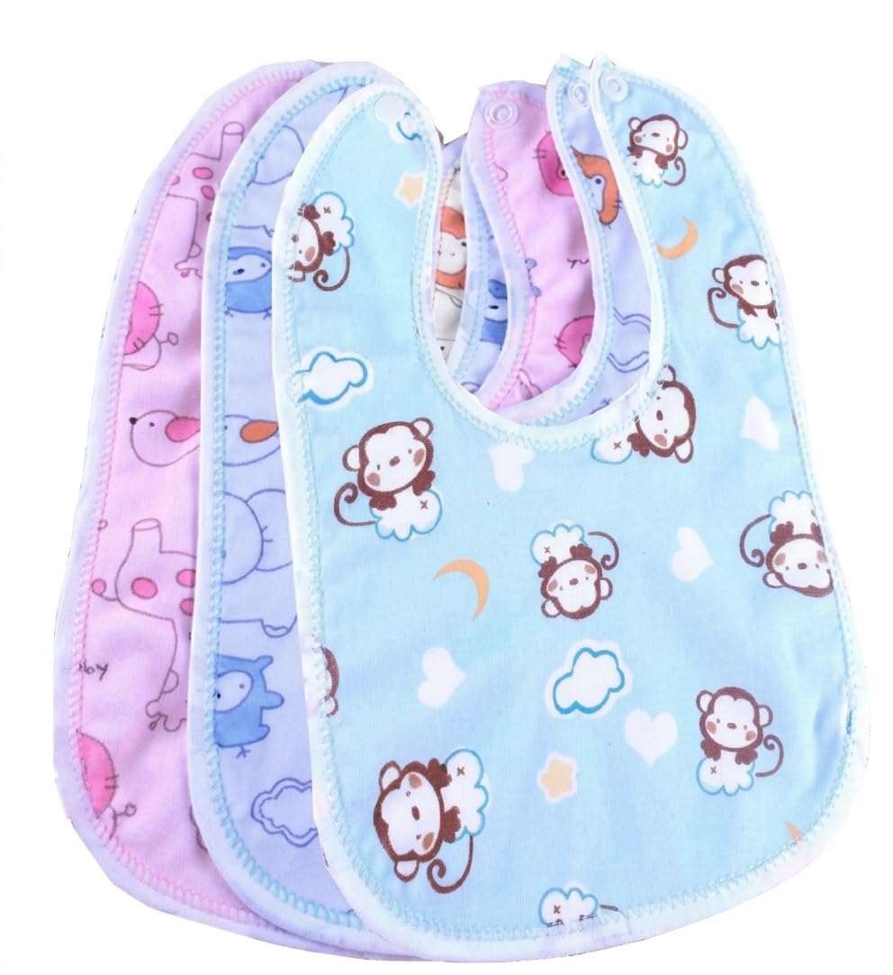 wavva Wavva® Cotton Baby Bibs with Titch Button|Soft Cotton Washable for Babies Feeding Infants and Toddlers| 0-2 Years | Waterproof, Spill Resistant Bibs | Useful Baby Shower Gift (pack of 3) (Multicolor)-picture-14