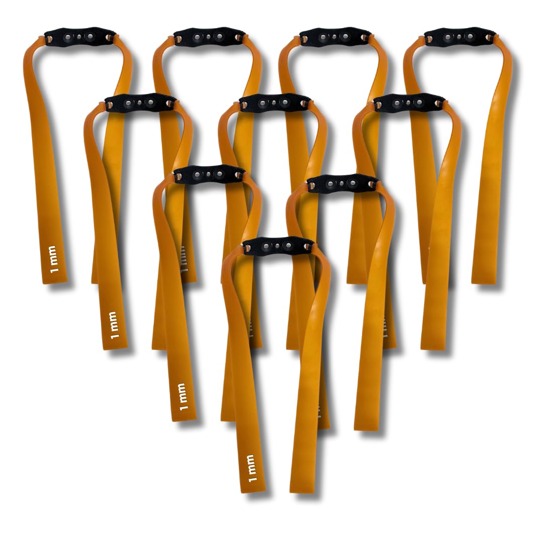 MARKSMAN® Pack of 10 Durable Gold Slingshot Rubber Bands for Target Practice and Recreational Sports | Natural Latex Rubber Catapult Bands | Slingshot Replacement Flat Band-image-15