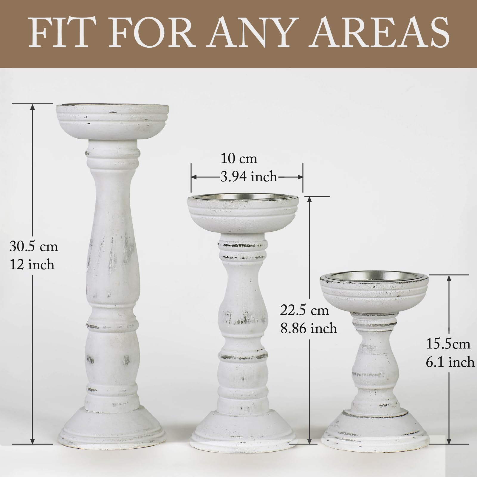 Snapklik.com : 3 Set Large Candle Holders For Pillar Candles Farmhouse ...