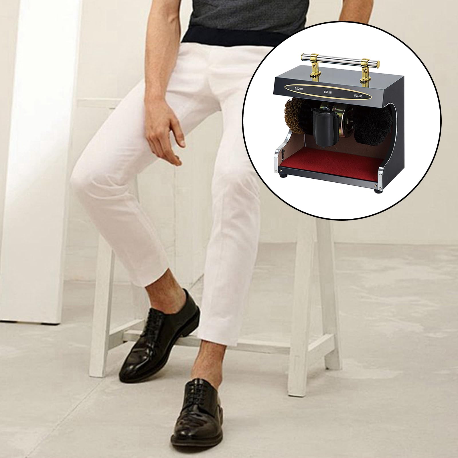 Cireur de chaussures entièrement automatique 60 W - Nettoyeur électrique pour dépoussiérer et polir les chaussures - Brosse à grande vitesse - Respectueux de l'environnement - Pour lieux publics