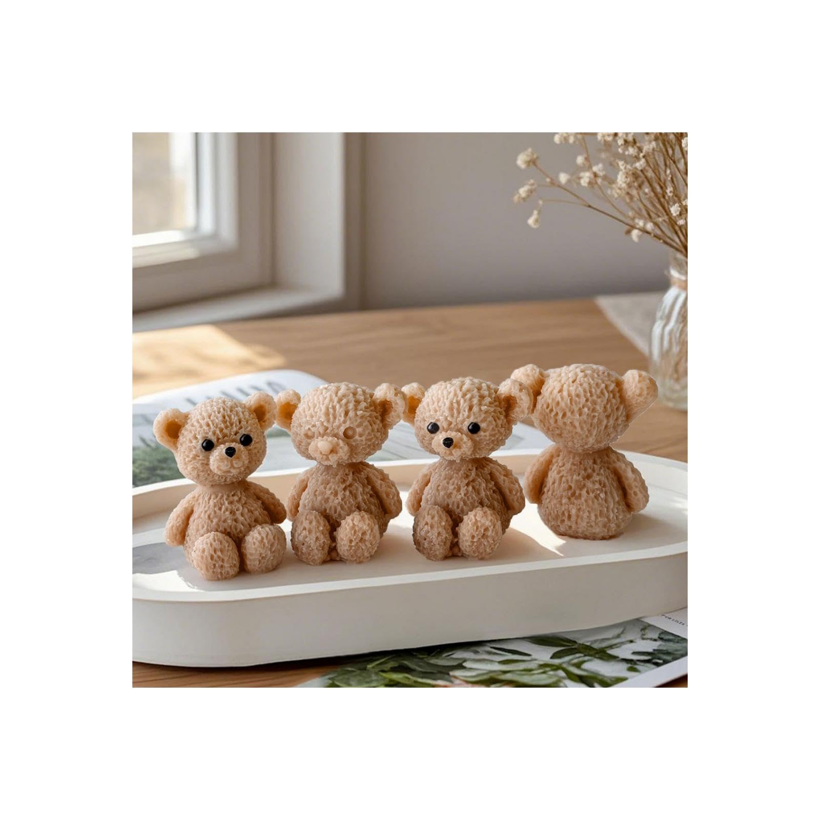 Mini Bear Silicone Candle Molds, Cute 3D Bear Candle Mold for Candle Making, Small Silicone Mold for Wax, Soap, Resin, DIY Crafts